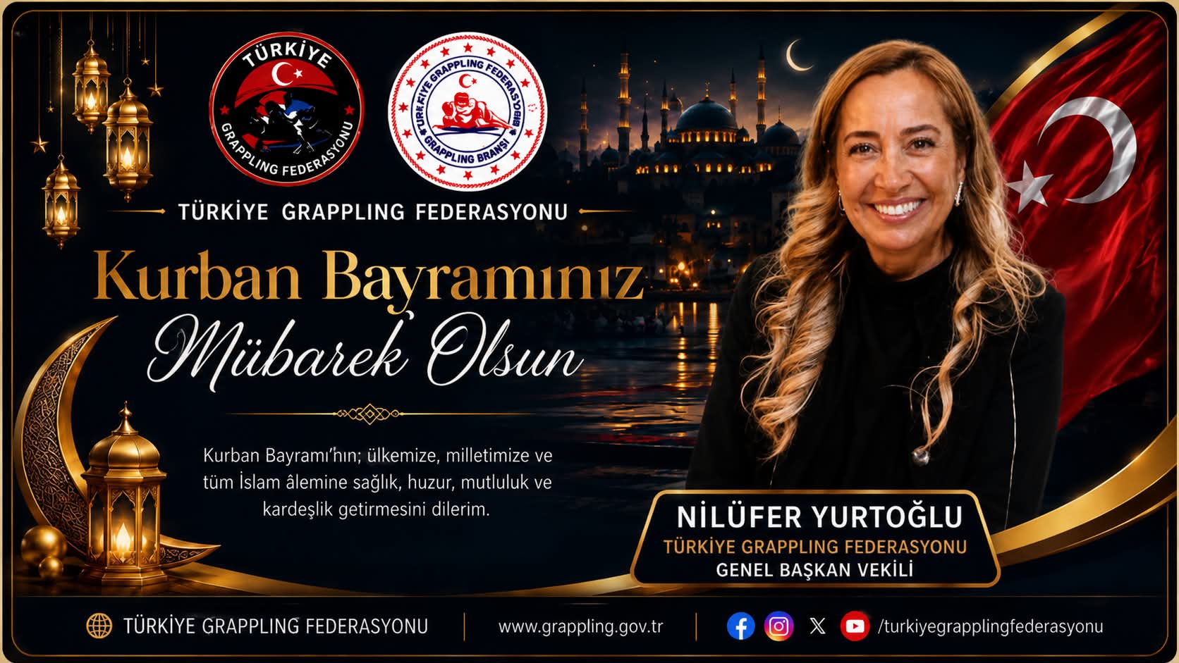 TÜRKİYE GRAPPLING FEDERASYONU GENEL BAŞKAN VEKİLİ NİNÜFER YURTOĞLU’DAN BAYRAM MESAJI