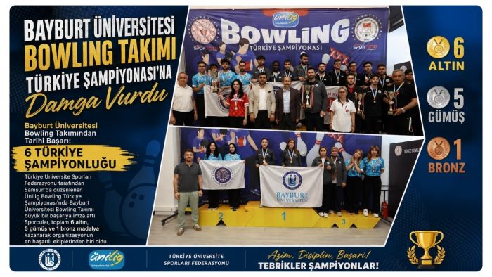 BAYBURT ÜNİVERSİTESİ BOWLİNG TAKIMINDAN TARİHİ BAŞARI: 6 TÜRKİYE ŞAMPİYONLIĞU