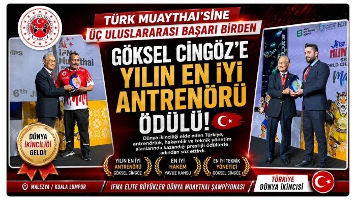 Göksel Cingöz’e Yılın En İyi Antrenörü Ödülü, Türk Muaythai’sine Üç Uluslararası Başarı Birden