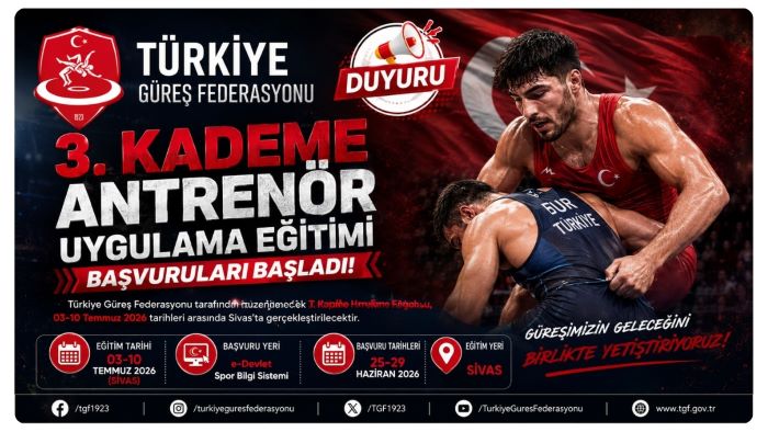 Sivas’ta Düzenlenecek 3. Kademe Antrenör Uygulama Eğitimi İçin Başvurular Başladı
