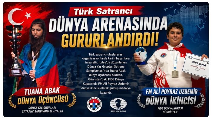 Tuana Abak Dünya Üçüncüsü, FM Ali Poyraz Uzdemir Dünya İkincisi Oldu