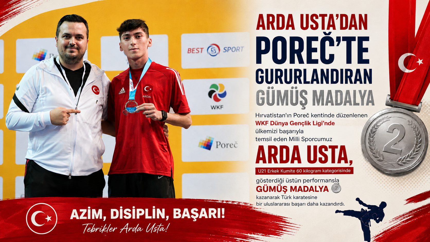 ARDA USTA’DAN POREC’TE GURURLANDIRAN GÜMÜŞ MADALYA