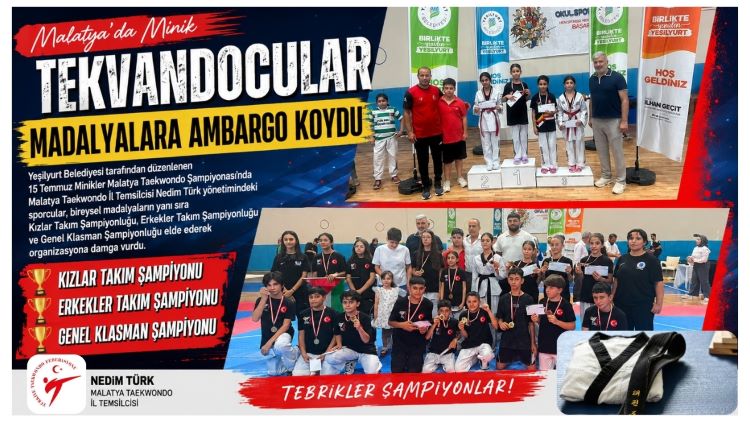 Malatya’da Minik Tekvandocular Madalyalara Ambargo Koydu