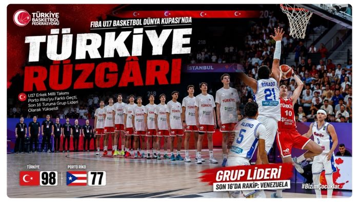 U17 Erkek Milli Takımı Porto Riko’yu Farklı Geçti, Son 16 Turuna Grup Lideri Olarak Yükseldi